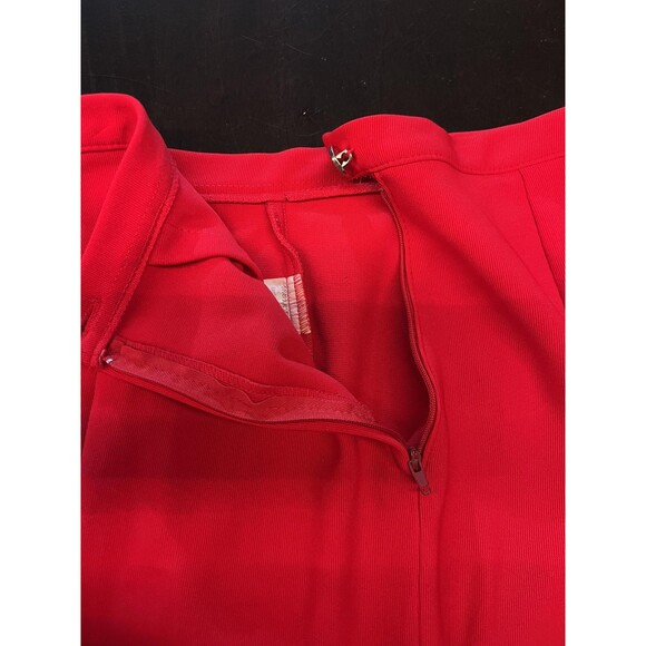 Allen Samo Pants Womens Medium Red High Waist Tapered Leg Slit Hem Zip USA - Picture 8 of 9